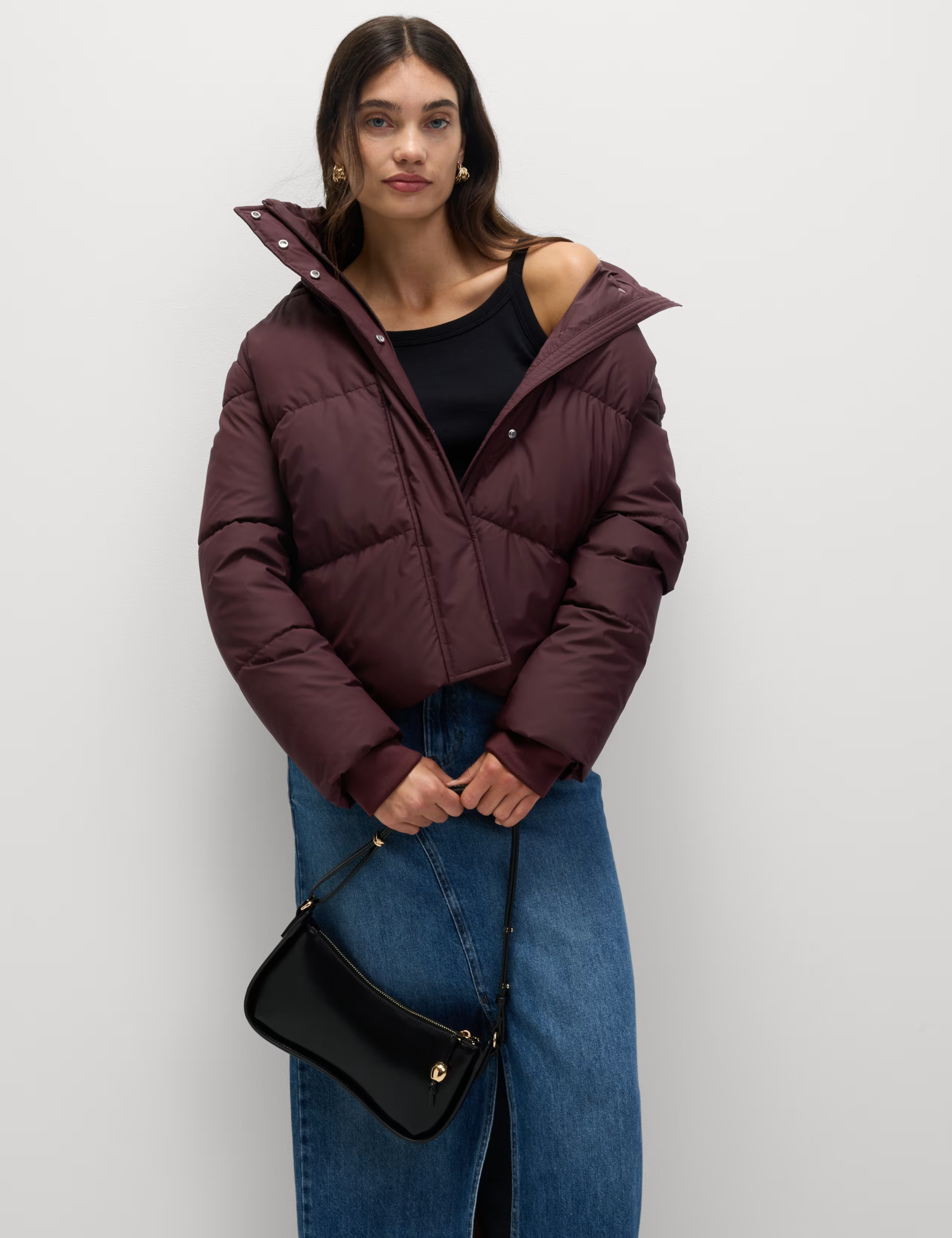 Lightweight Hooded Rubber Duvet Jacket with Funnel Neck - Image 7