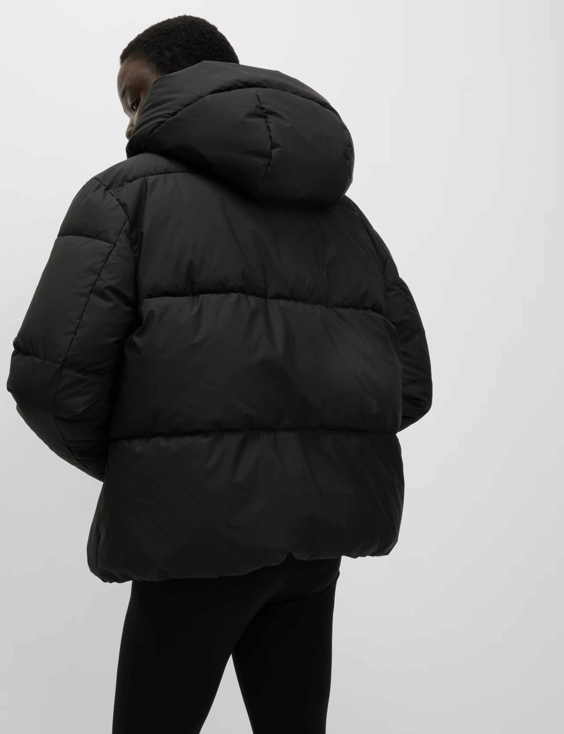 Lightweight Hooded Rubber Duvet Jacket with Funnel Neck - Image 14