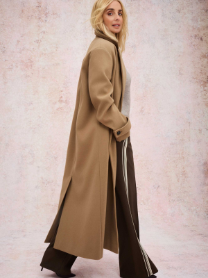 Women’s Camel Formal Dad Coat – Classic Oversized Tailored Overcoat