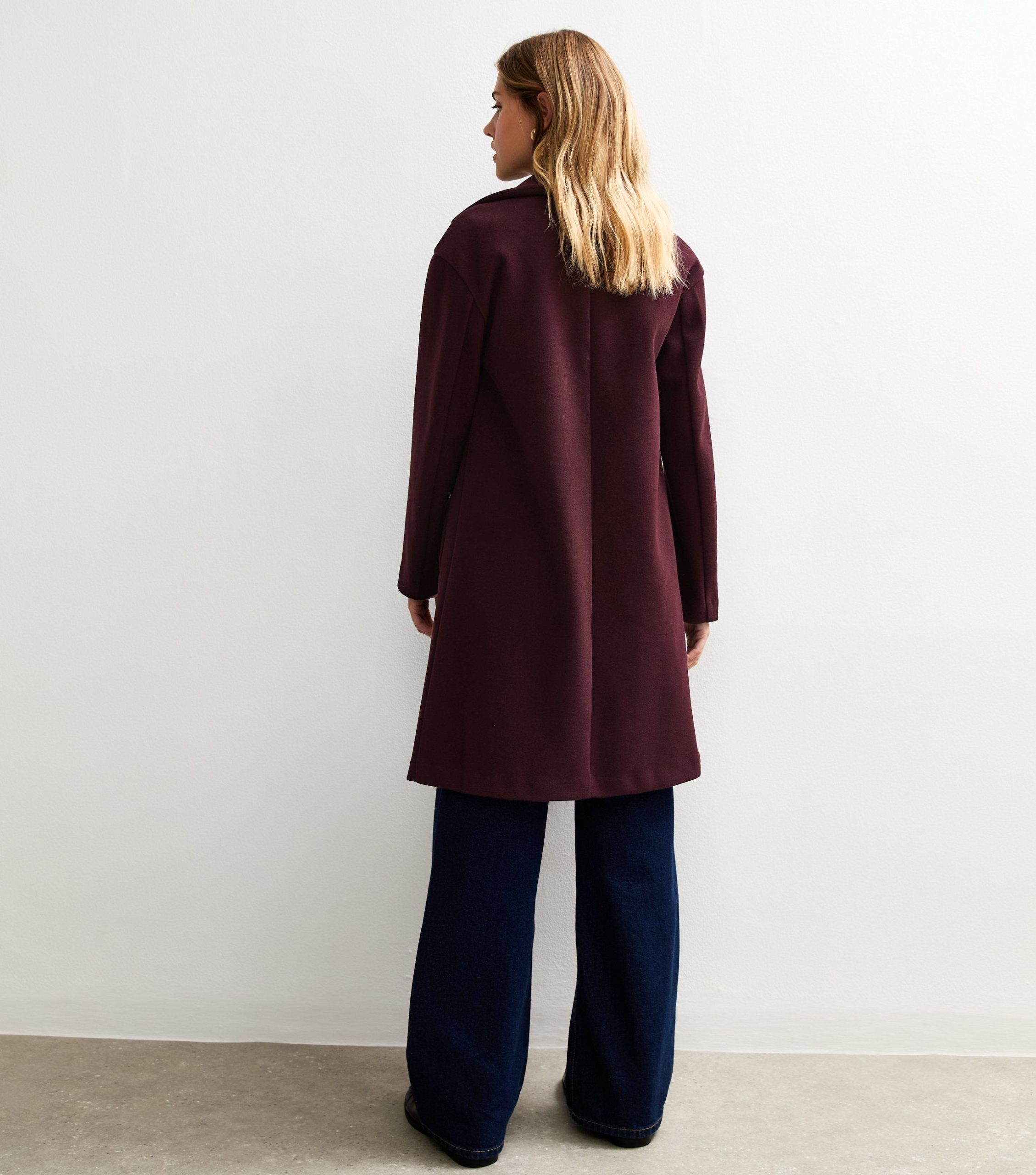 Women’s Dark Burgundy Tailored Coat – Elegant Unlined Lightweight Long Overcoat - Image 2