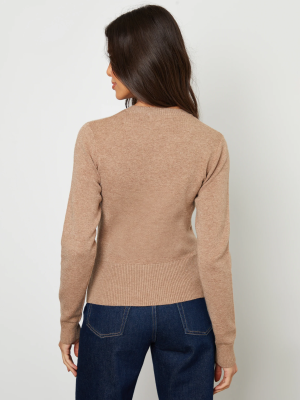 Womens-Beige-Crew-Neck-Compact-Knitted-Cardigan1.png